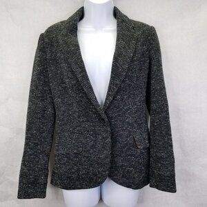 Cartonnier Anthropologie Blazer Sz S Black Gray White Static Tweed Jacket Lined